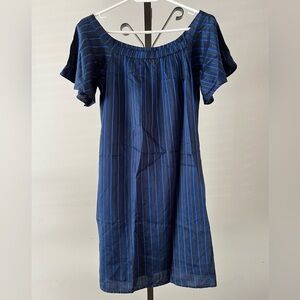 Banana Republic Navy Blue Striped off the shoulder dress, size XSmall.